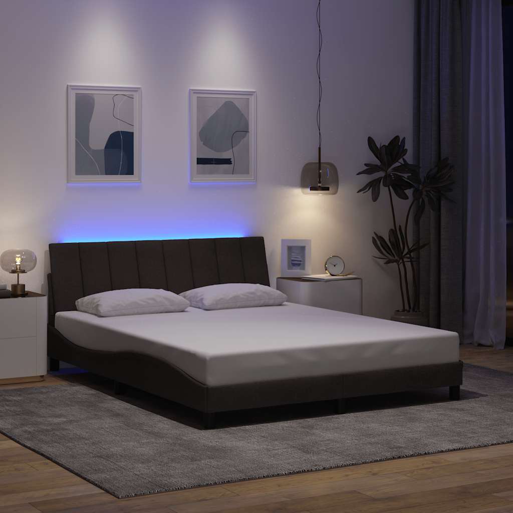 sengeramme uden madras Hanko 160x200 cm stof mørkebrun