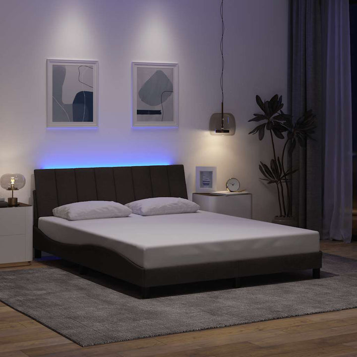 sengeramme uden madras Hanko 160x200 cm stof mørkebrun