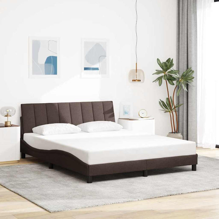 sengeramme uden madras Hanko 160x200 cm stof mørkebrun
