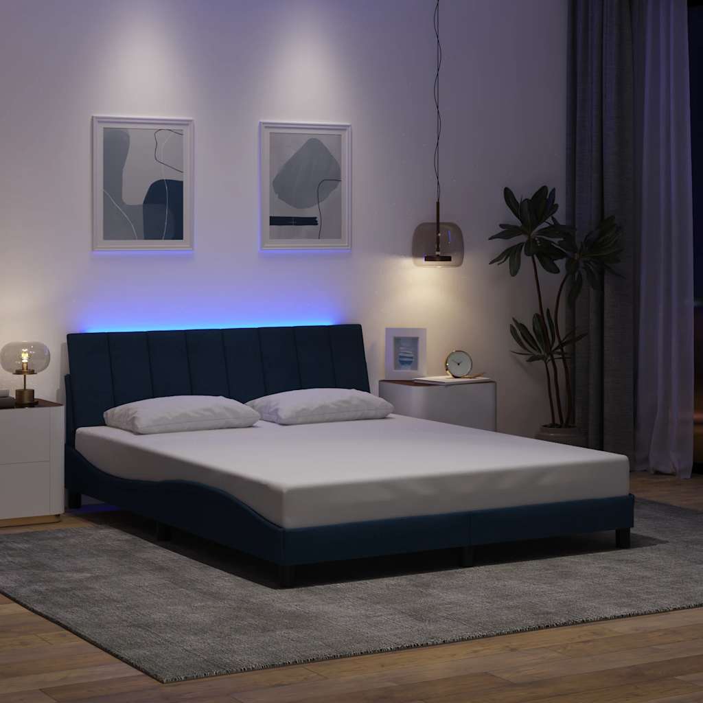 sengeramme uden madras Hanko 160x200 cm stof blå
