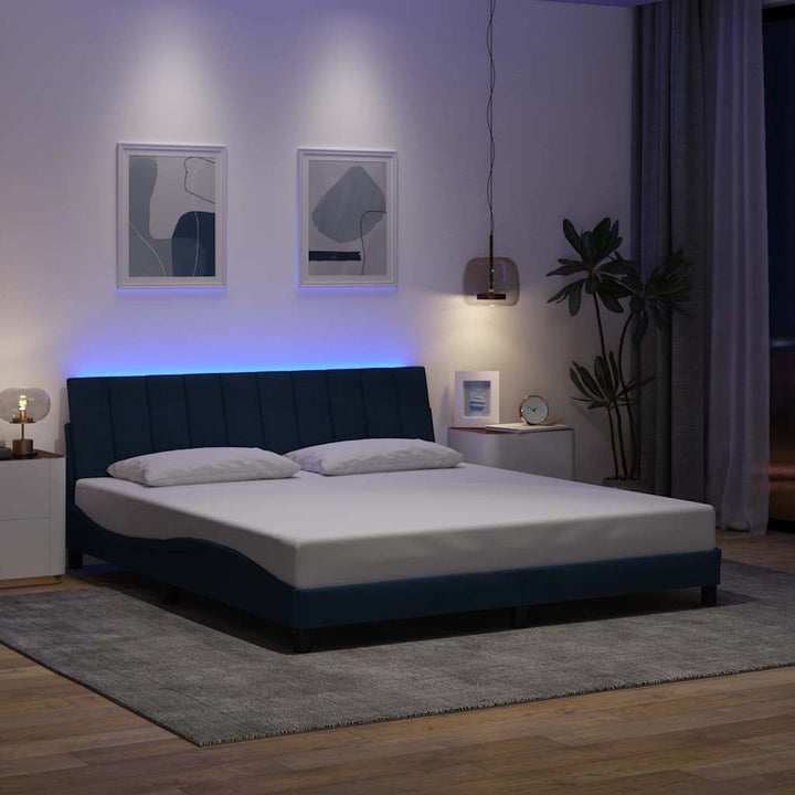 sengeramme uden madras Hanko 180x200 cm stof blå