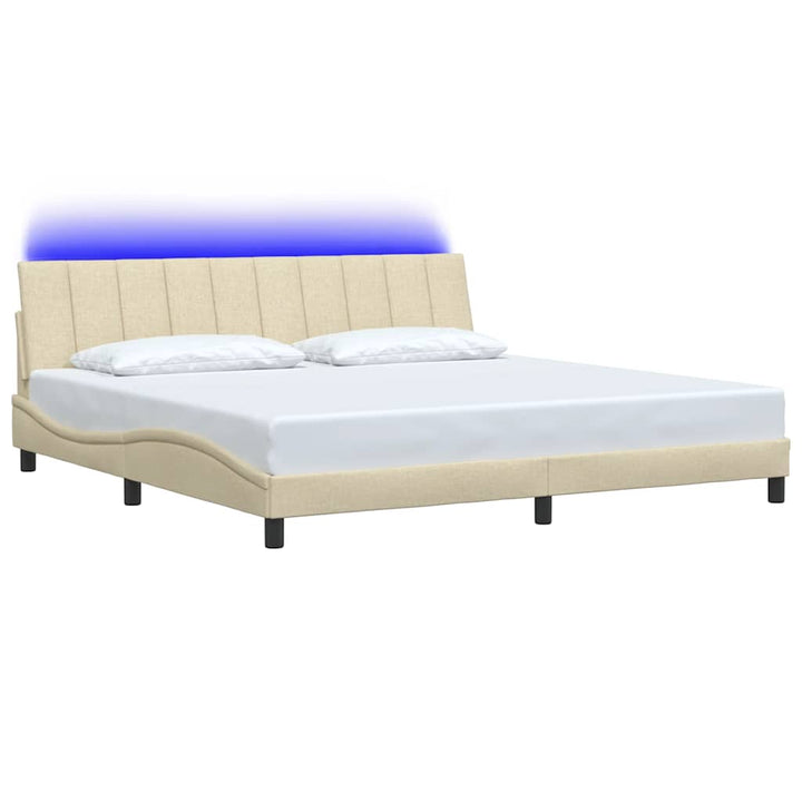 sengeramme uden madras Hanko 200x200 cm stof cremefarvet