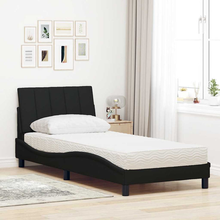 seng med madras Hanko 80x200 cm stof sort