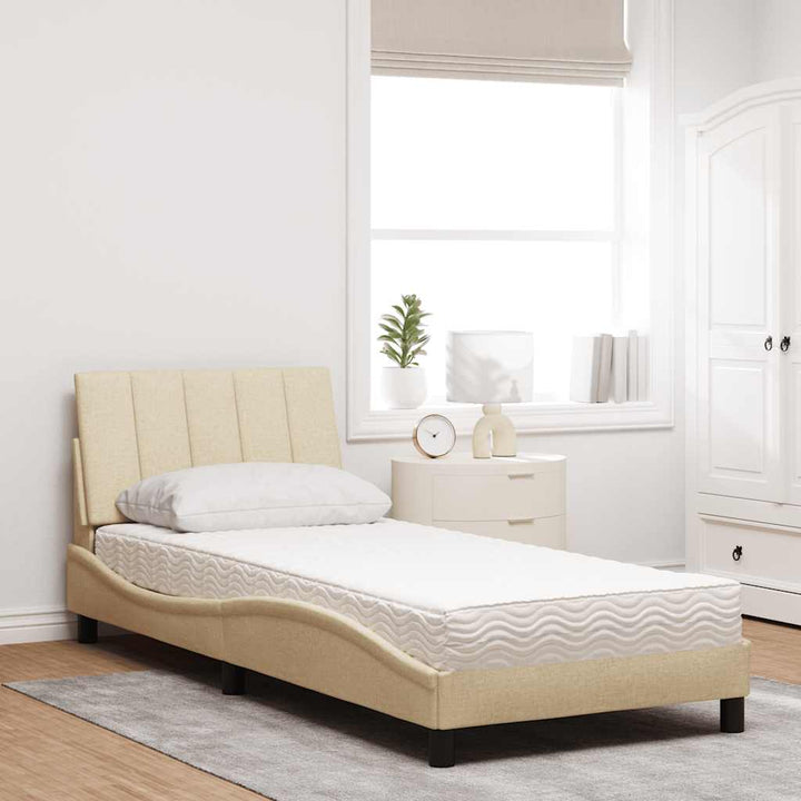 seng med madras Hanko 80x200 cm stof cremefarvet