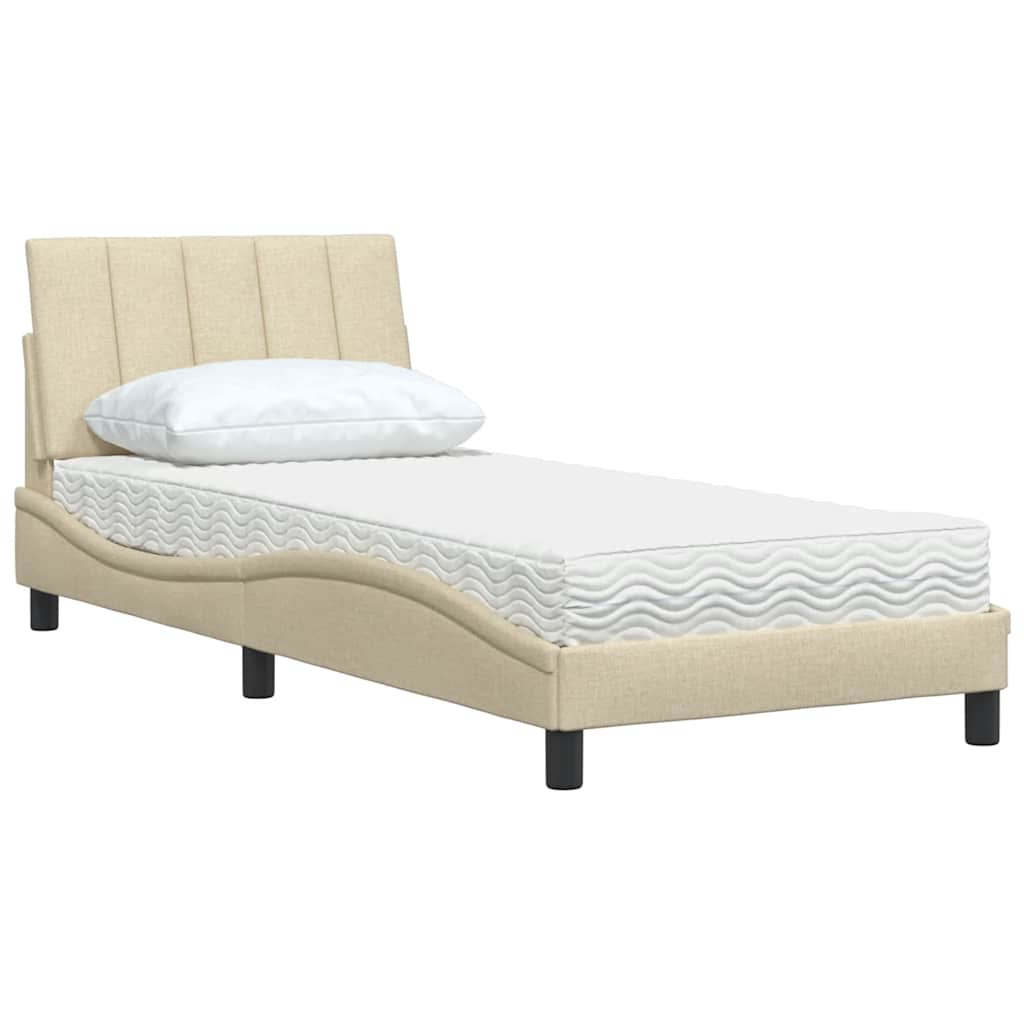 seng med madras Hanko 80x200 cm stof cremefarvet