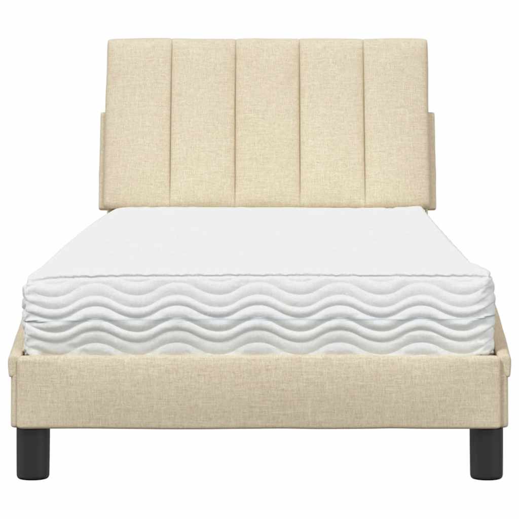 seng med madras Hanko 80x200 cm stof cremefarvet