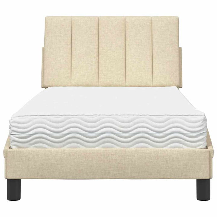 seng med madras Hanko 80x200 cm stof cremefarvet