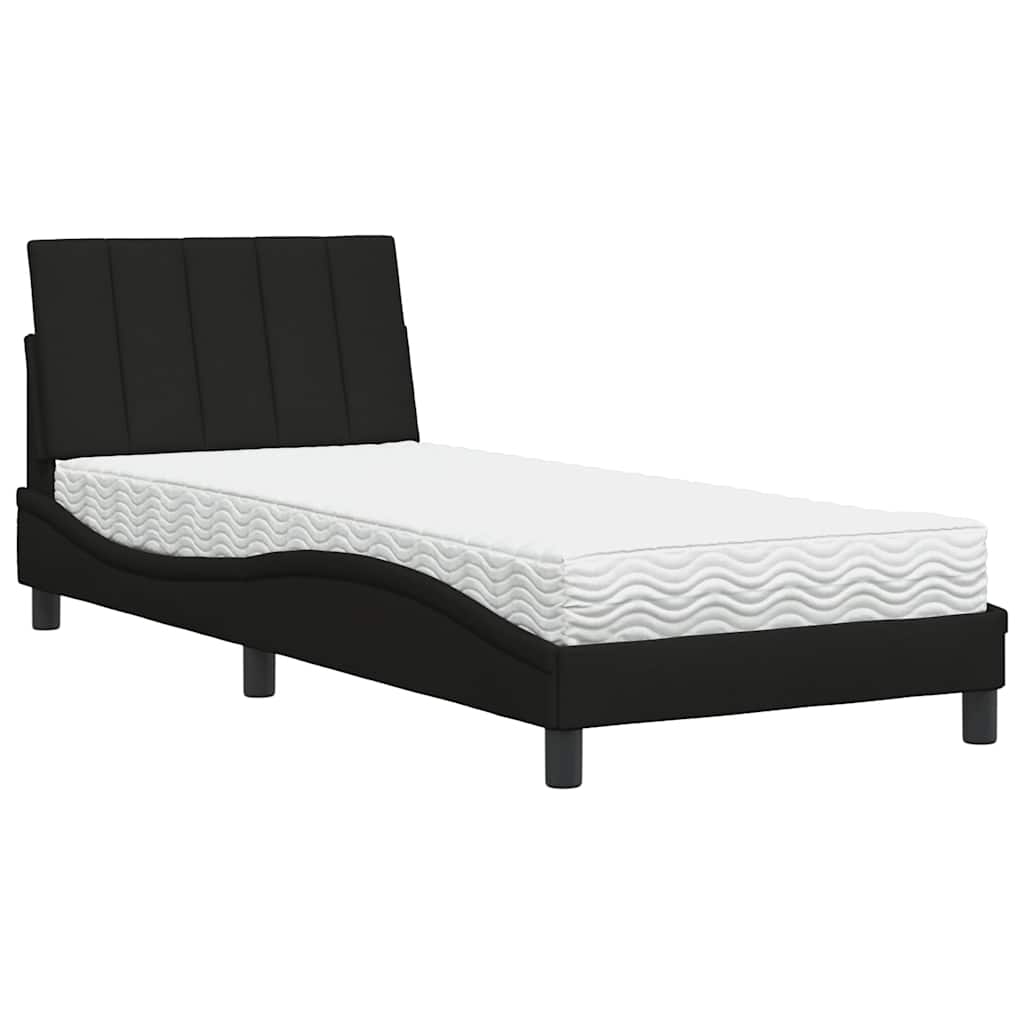 seng med madras Hanko 90x190 cm stof sort