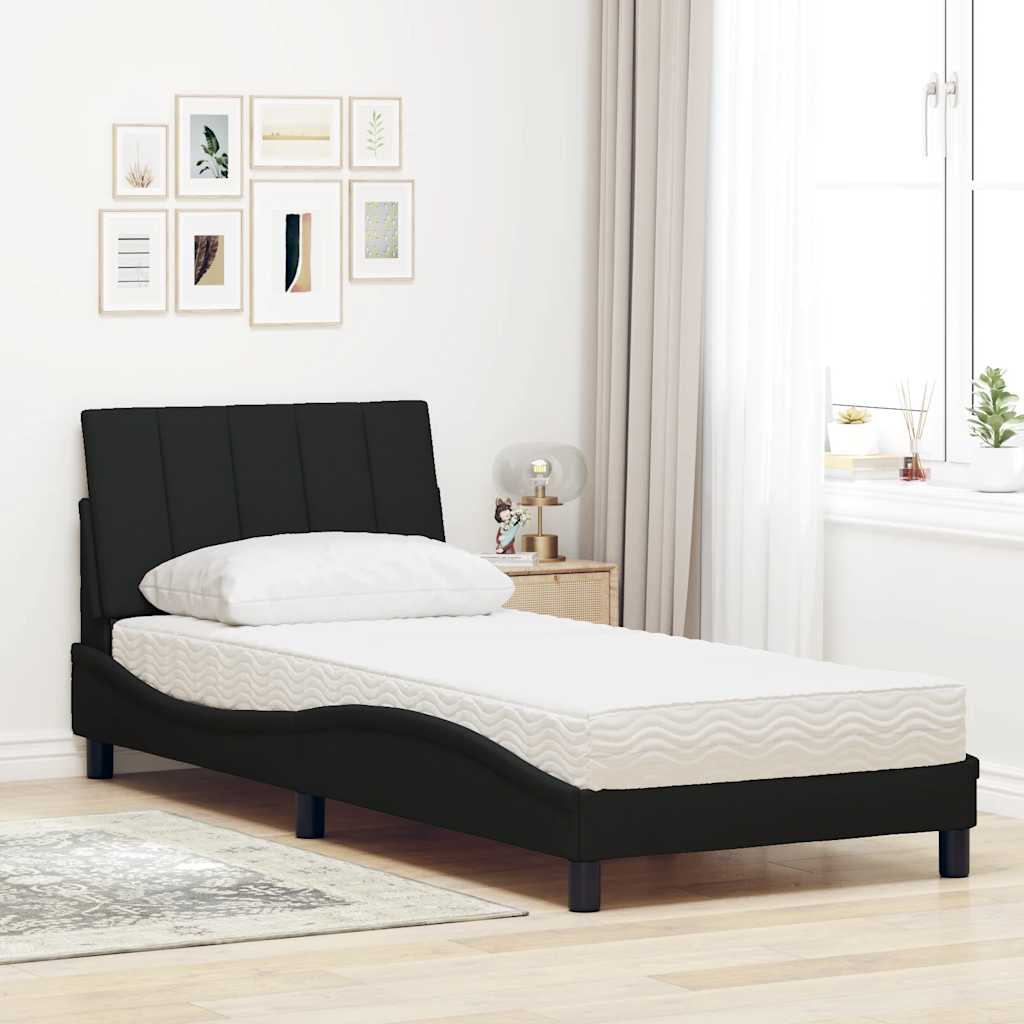 seng med madras Hanko 90x190 cm stof sort