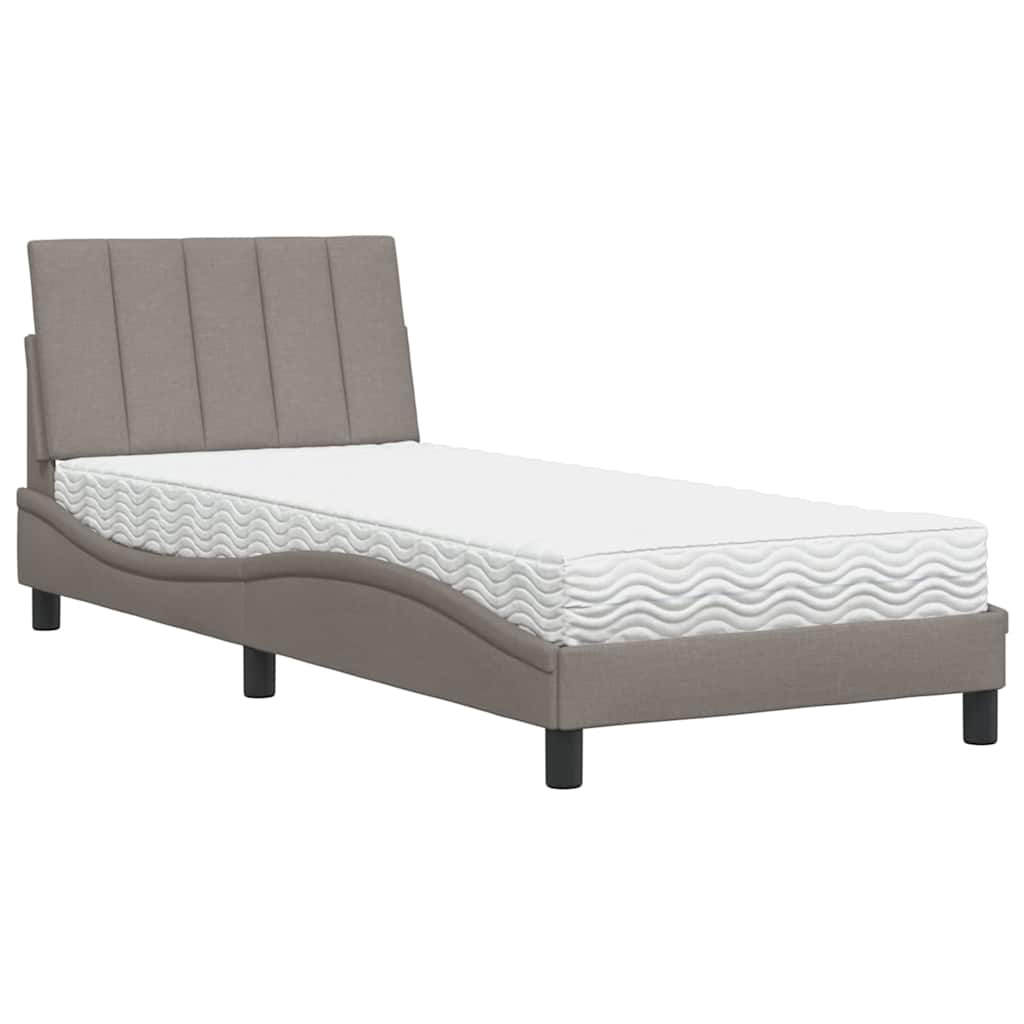 seng med madras Hanko 90x190 cm stof gråbrun