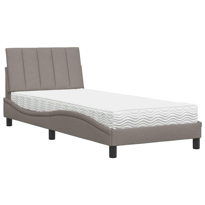 seng med madras Hanko 90x190 cm stof gråbrun