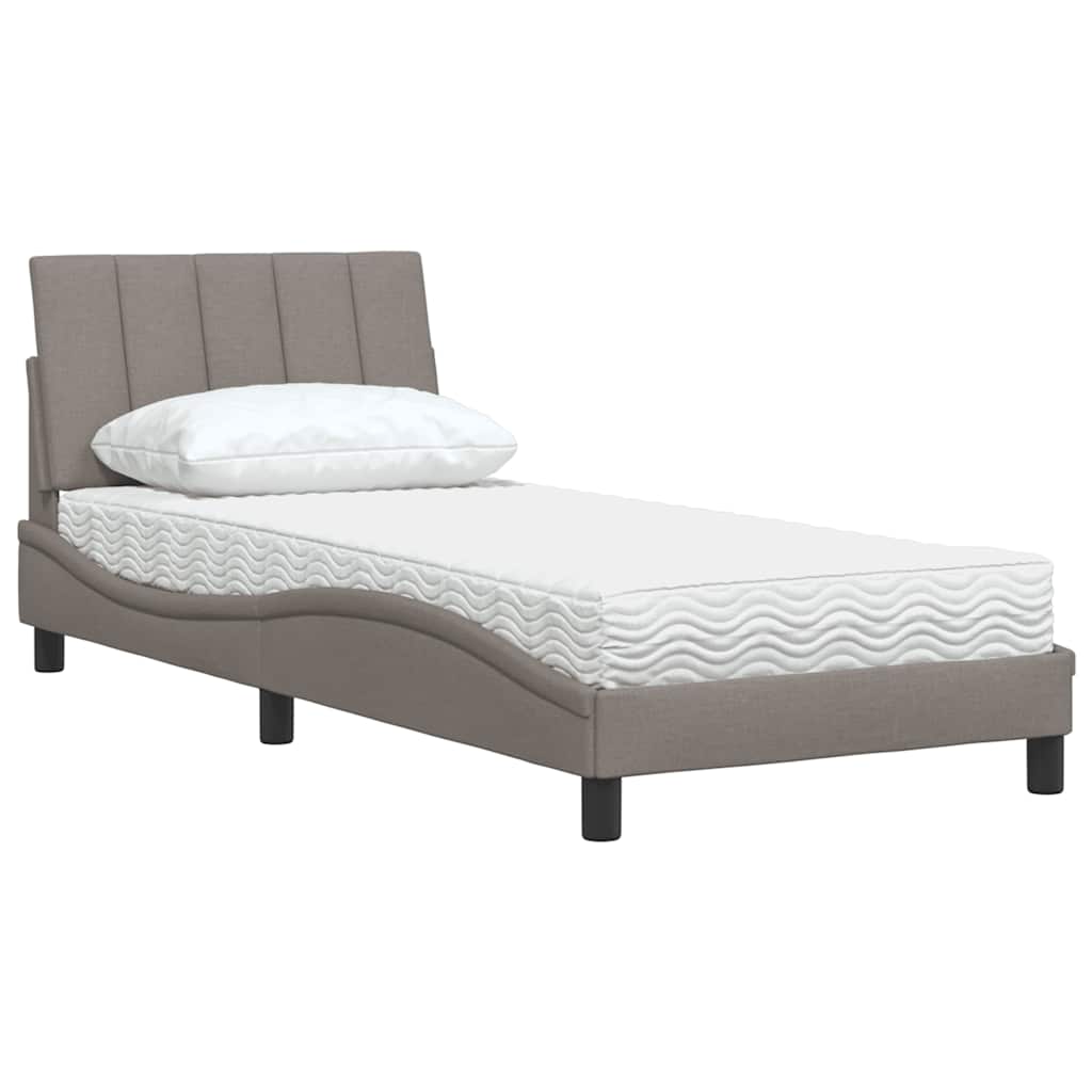 seng med madras Hanko 90x190 cm stof gråbrun