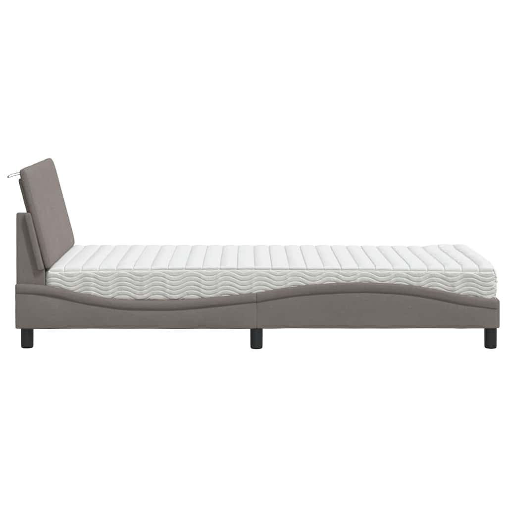 seng med madras Hanko 90x190 cm stof gråbrun
