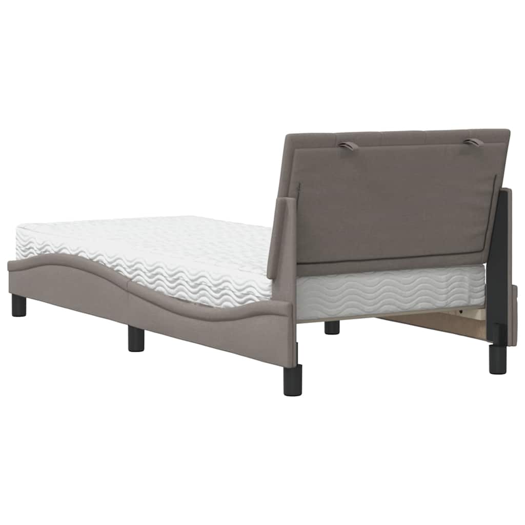 seng med madras Hanko 90x190 cm stof gråbrun