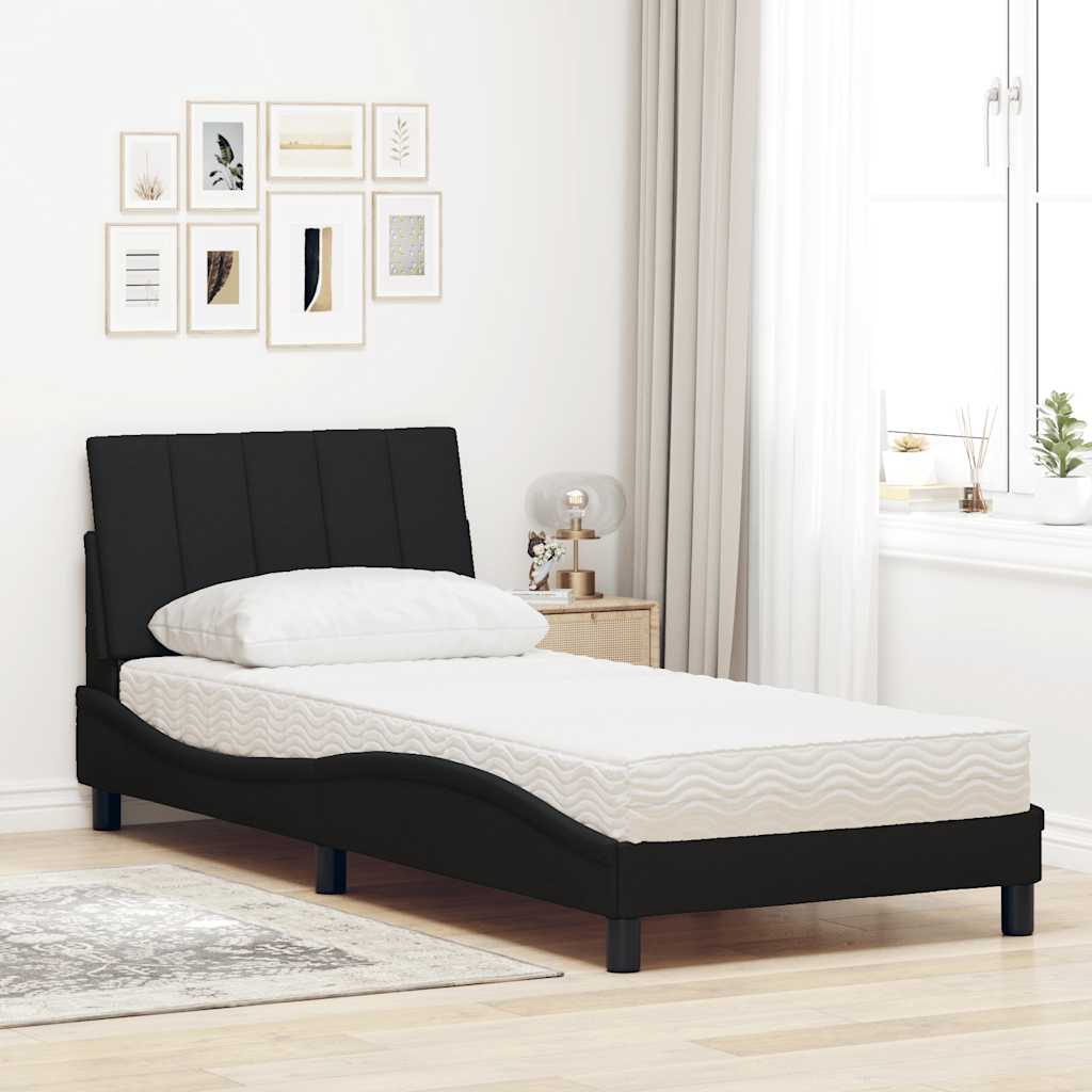 seng med madras Hanko 90x200 cm stof sort