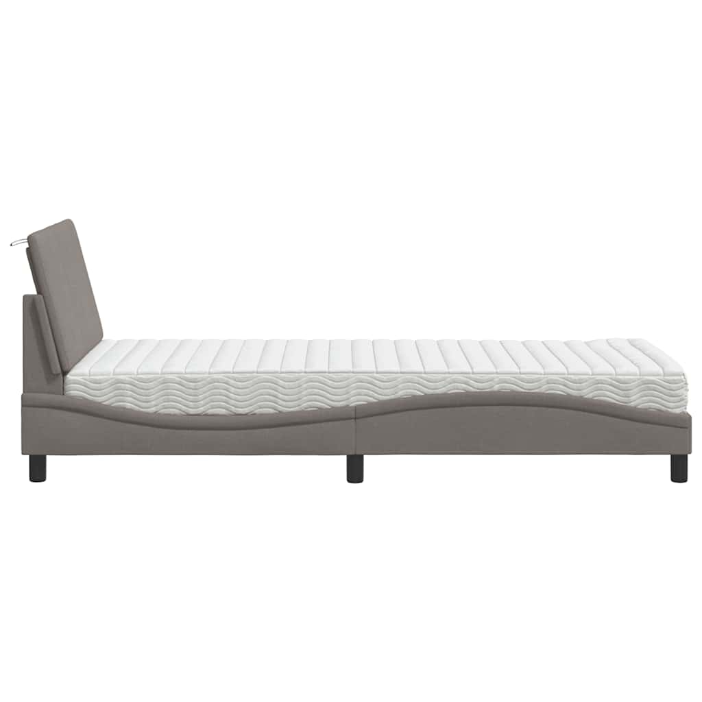 seng med madras Hanko 90x200 cm stof gråbrun