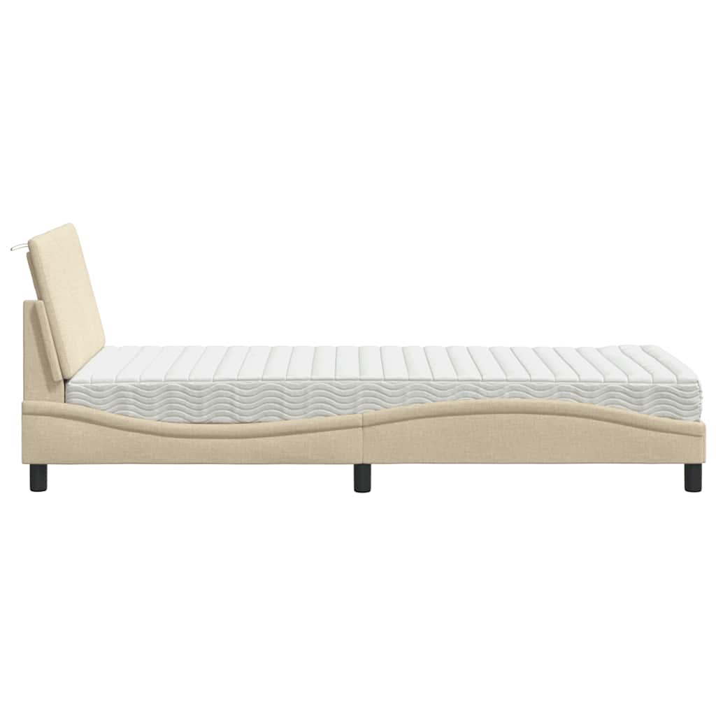 seng med madras Hanko 90x200 cm stof cremefarvet