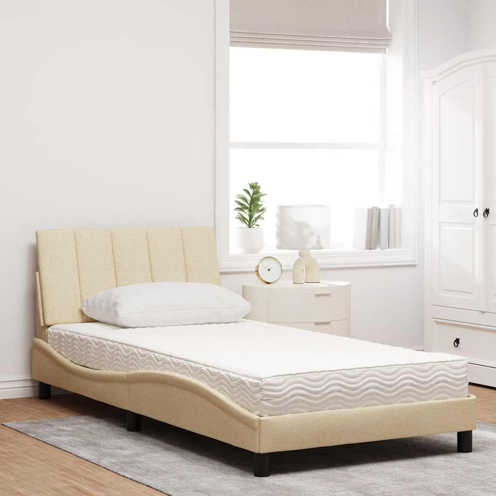 seng med madras Hanko 100x200 cm stof cremefarvet