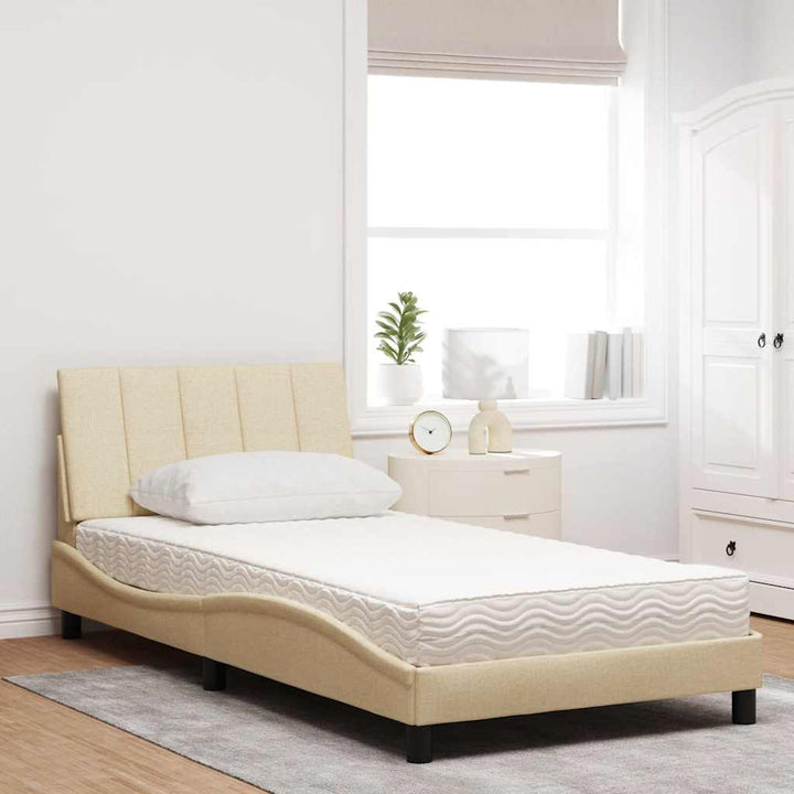 seng med madras Hanko 100x200 cm stof cremefarvet
