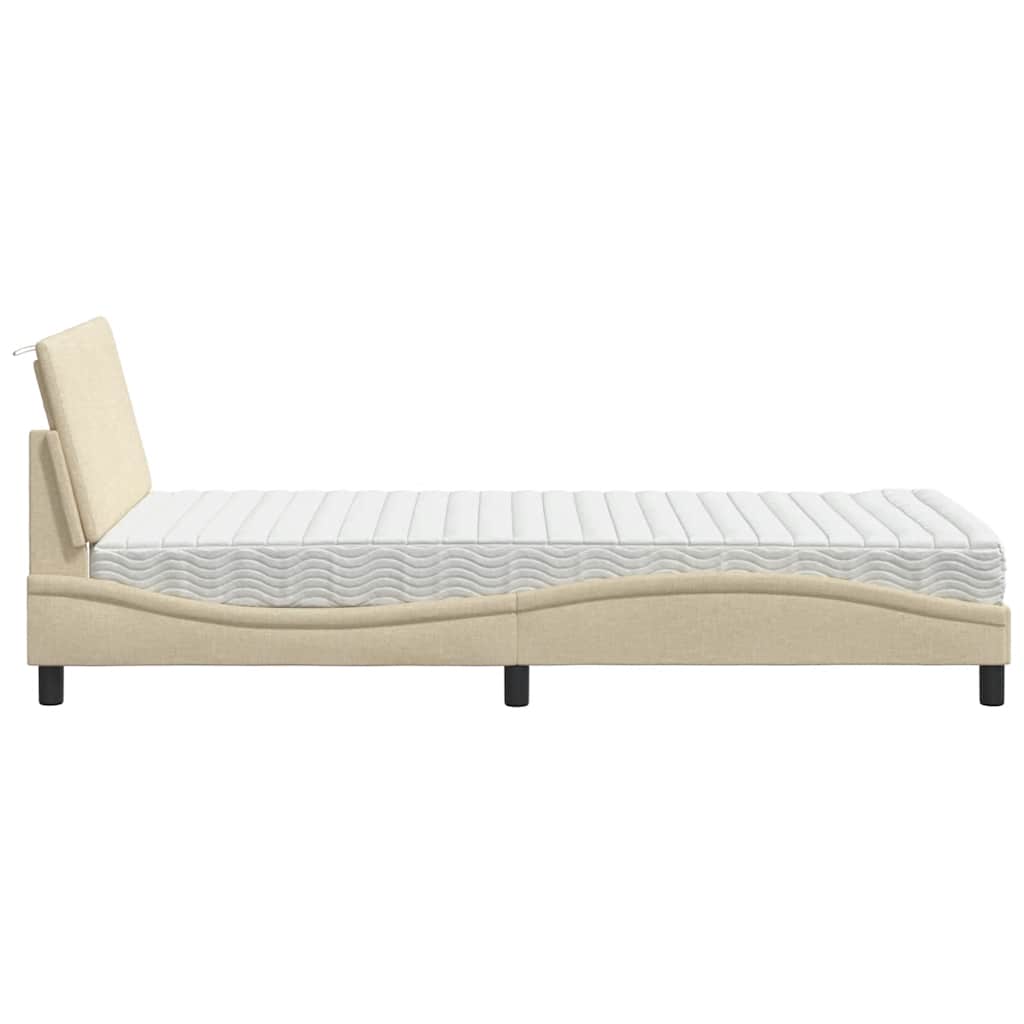 seng med madras Hanko 100x200 cm stof cremefarvet