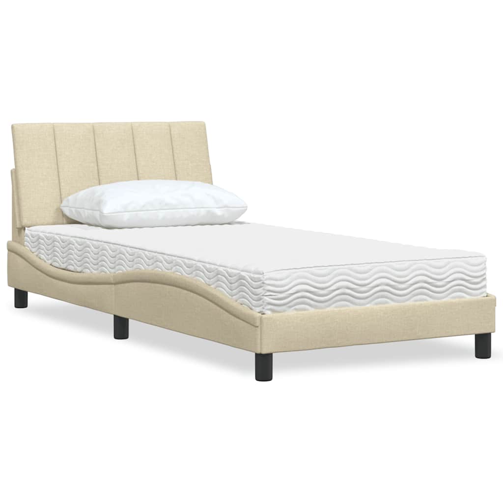 seng med madras Hanko 100x200 cm stof cremefarvet