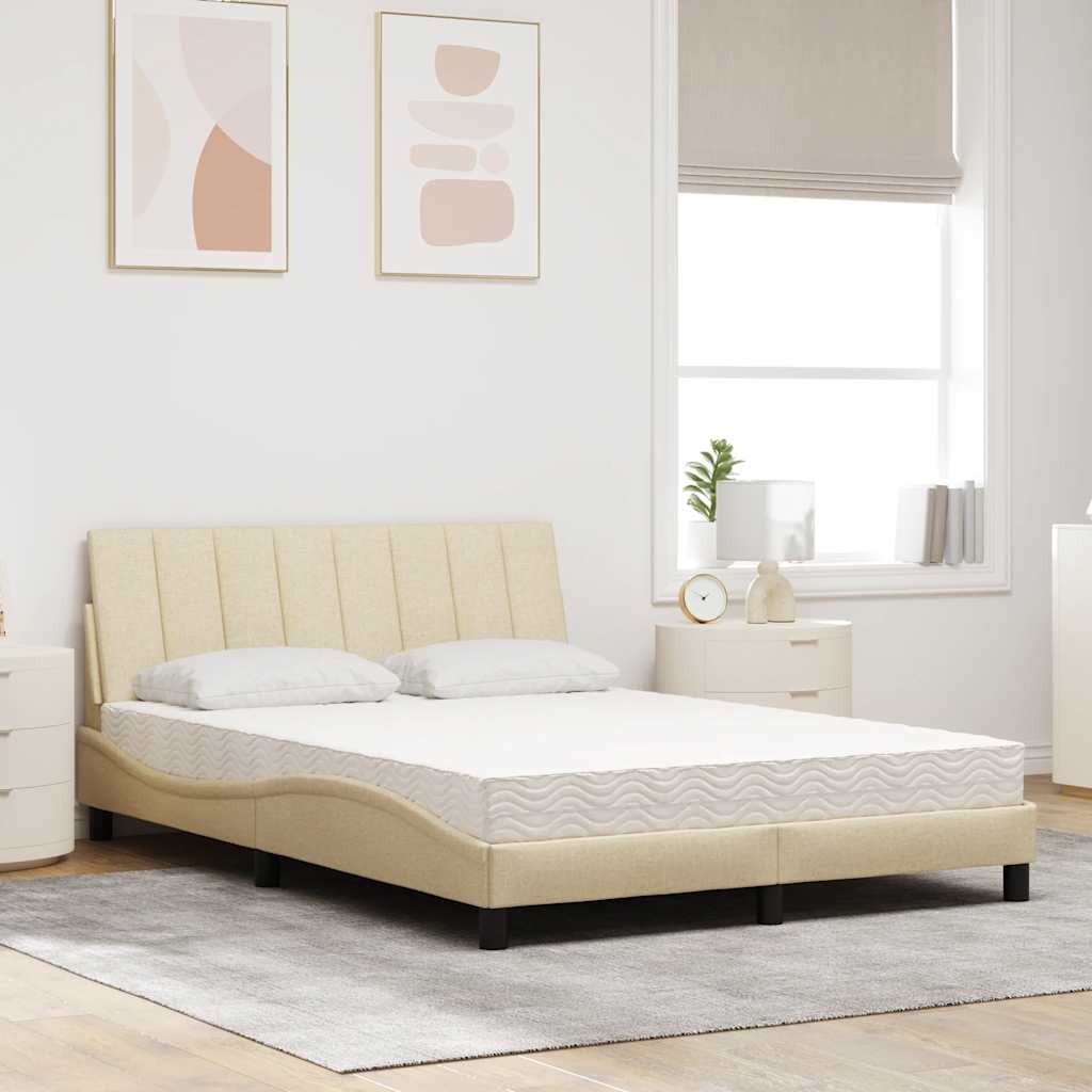 seng med madras Hanko 120x200 cm stof cremefarvet