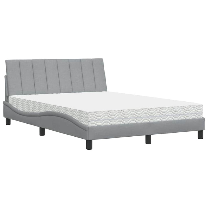 seng med madras Hanko 140x190 cm stof lysegrå