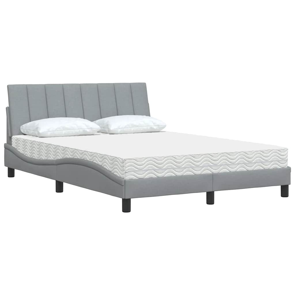 seng med madras Hanko 140x190 cm stof lysegrå