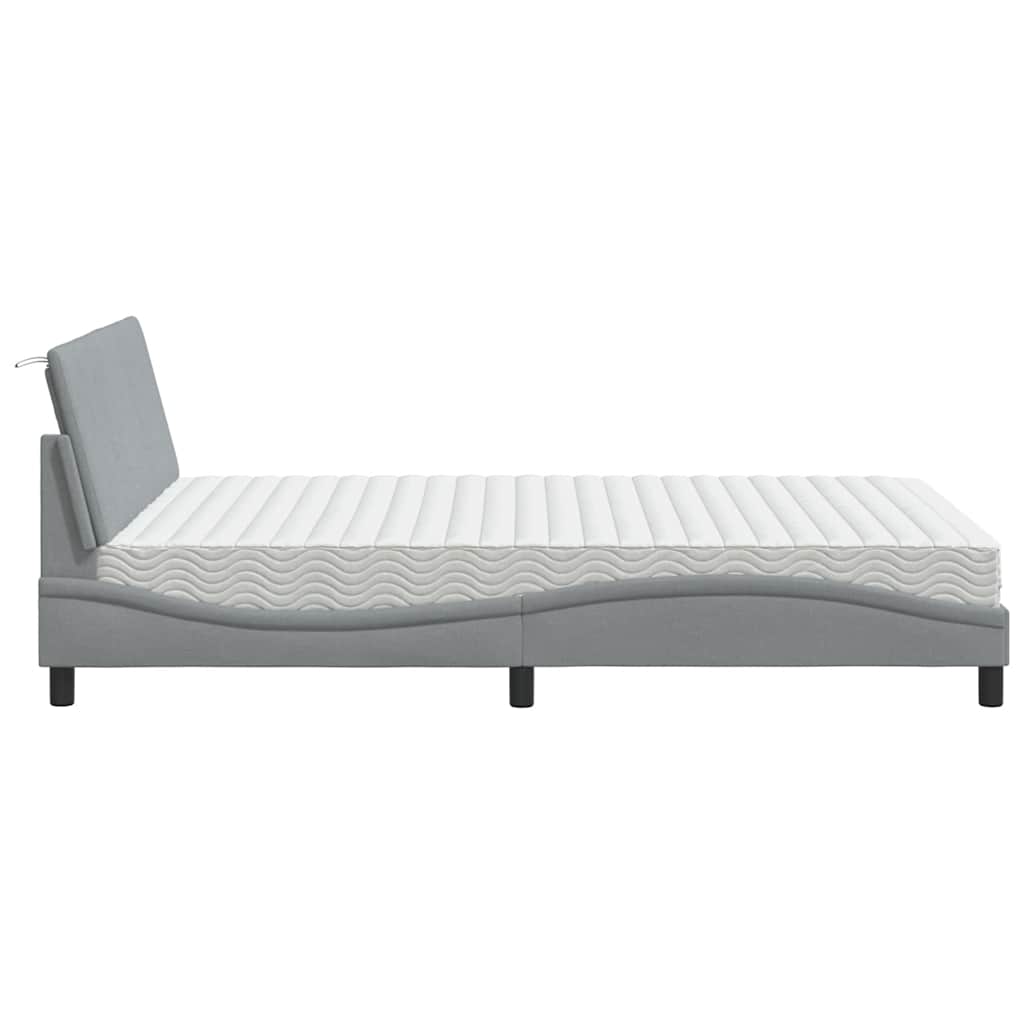seng med madras Hanko 140x190 cm stof lysegrå