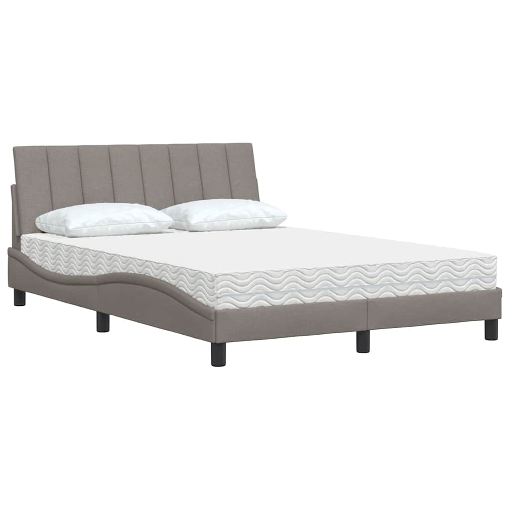seng med madras Hanko 140x190 cm stof gråbrun