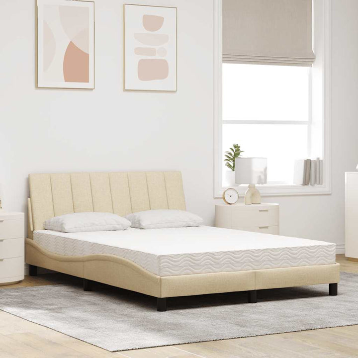 seng med madras Hanko 140x190 cm stof cremefarvet