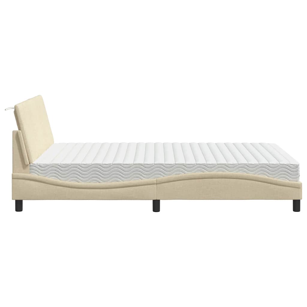 seng med madras Hanko 140x190 cm stof cremefarvet