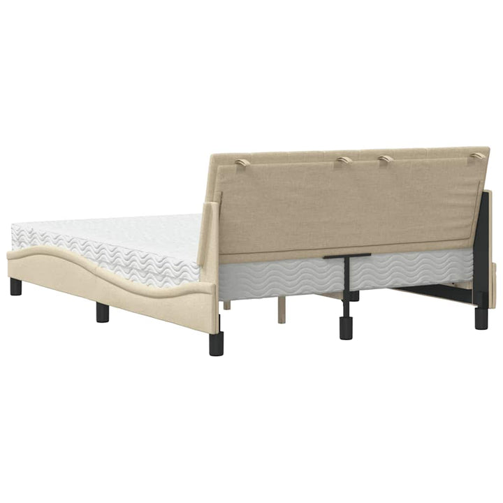 seng med madras Hanko 140x190 cm stof cremefarvet