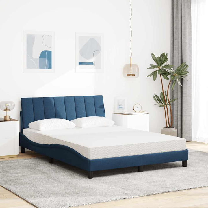 seng med madras Hanko 140x190 cm stof blå