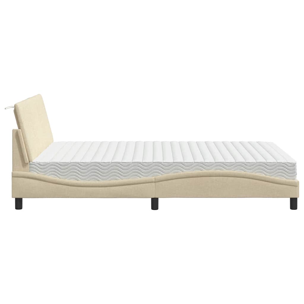 seng med madras Hanko 140x200 cm stof cremefarvet