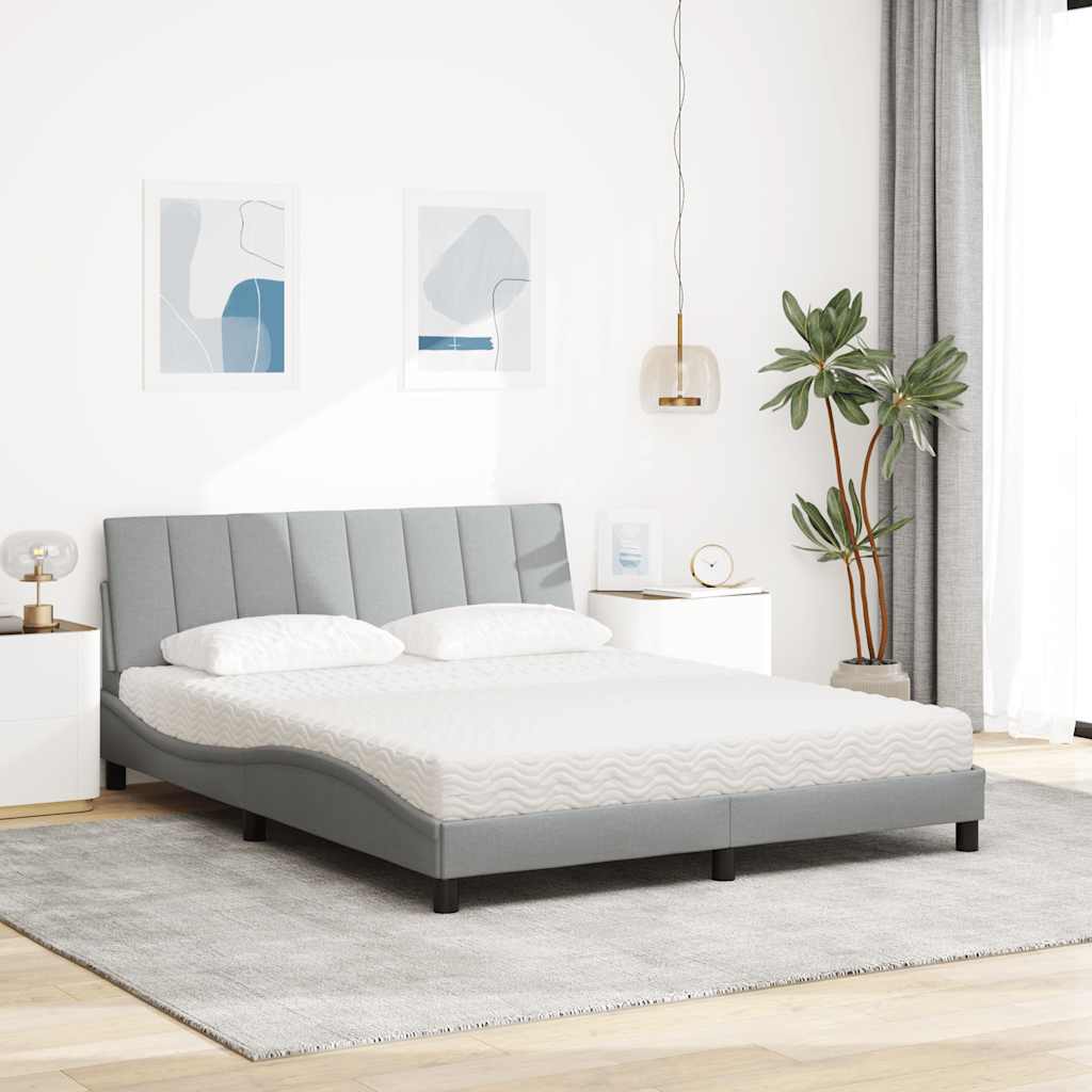 seng med madras Hanko 160x200 cm stof lysegrå