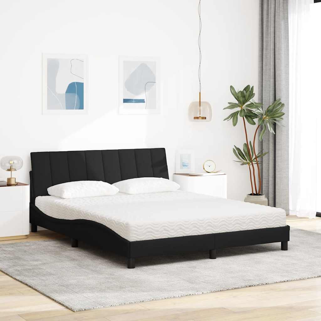 seng med madras Hanko 160x200 cm stof sort