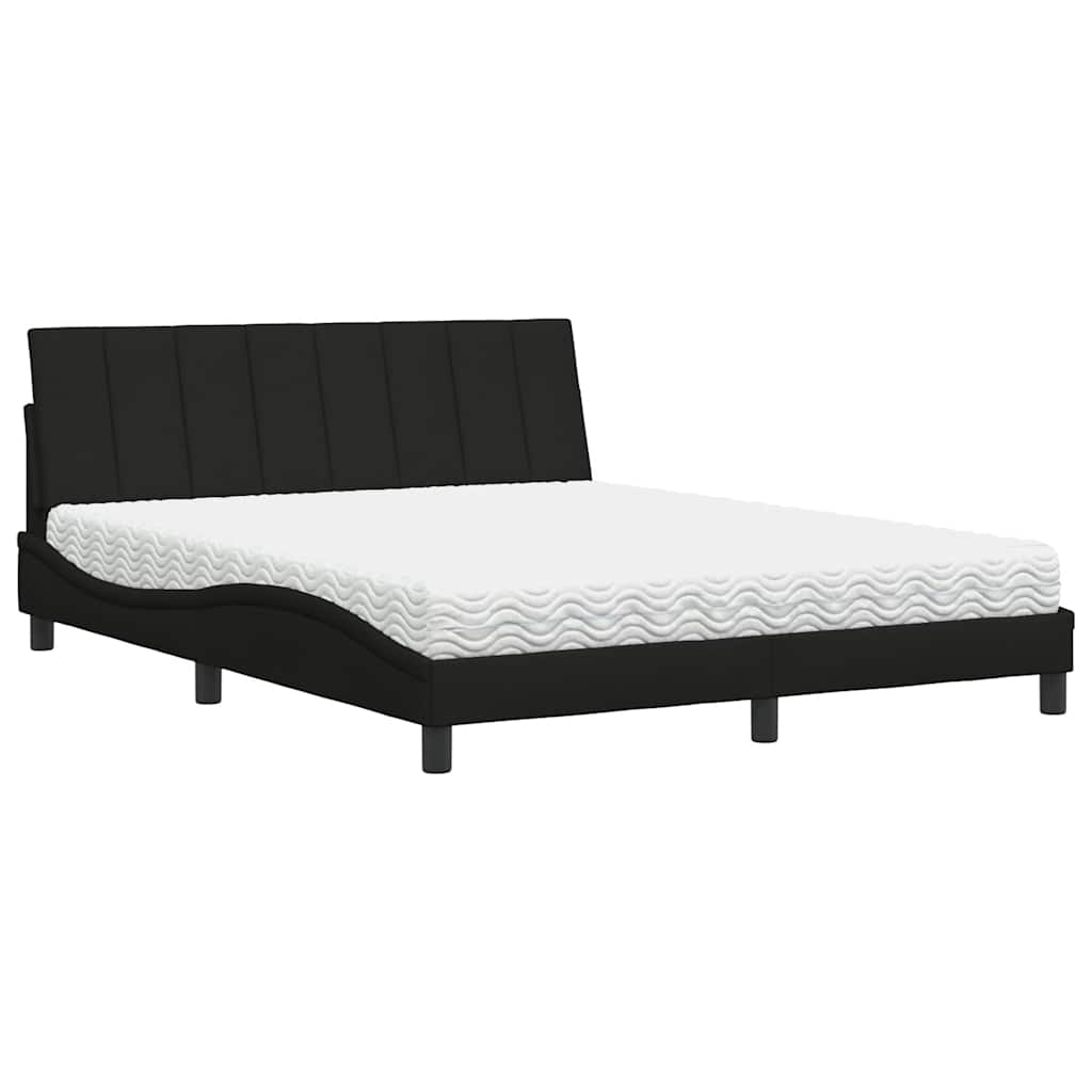 seng med madras Hanko 160x200 cm stof sort