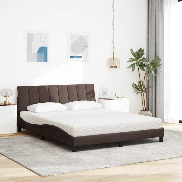 seng med madras Hanko 160x200 cm stof mørkebrun