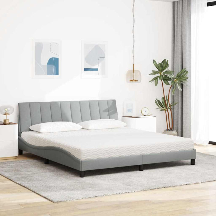 seng med madras Hanko 180x200 cm stof lysegrå