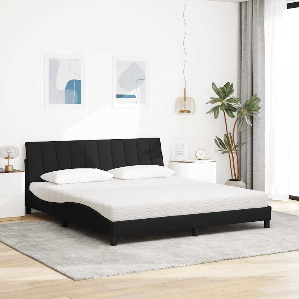 seng med madras Hanko 180x200 cm stof sort