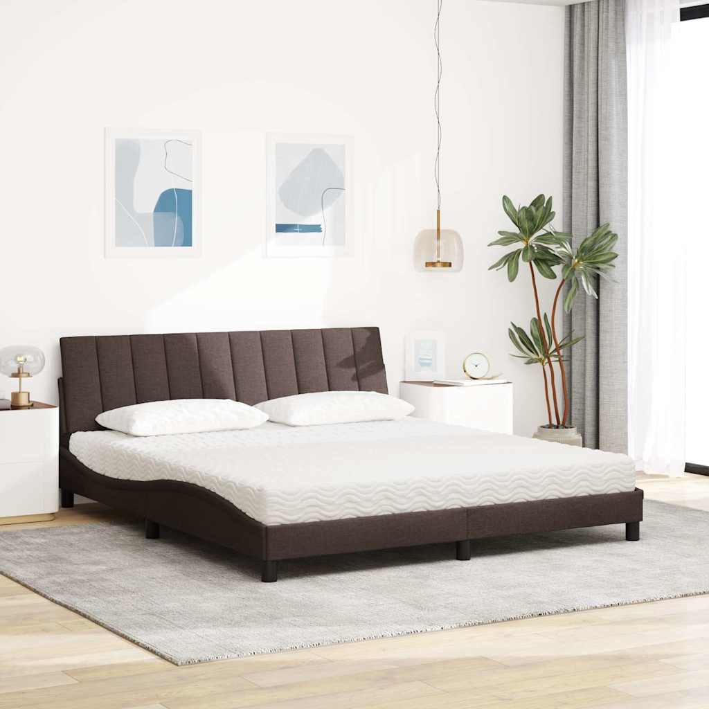 seng med madras Hanko 180x200 cm stof mørkebrun