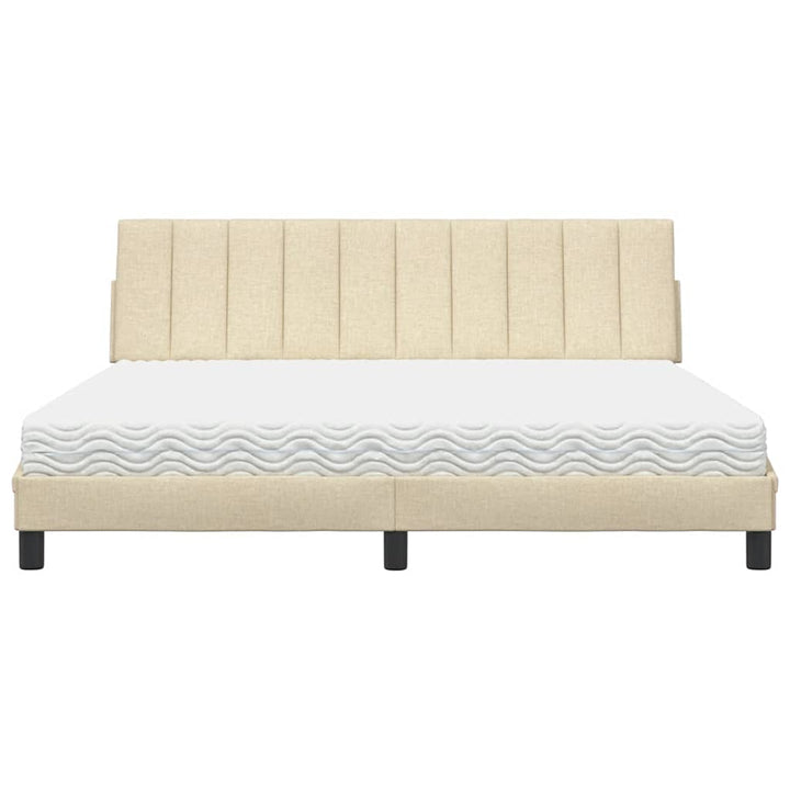 seng med madras Hanko 180x200 cm stof cremefarvet