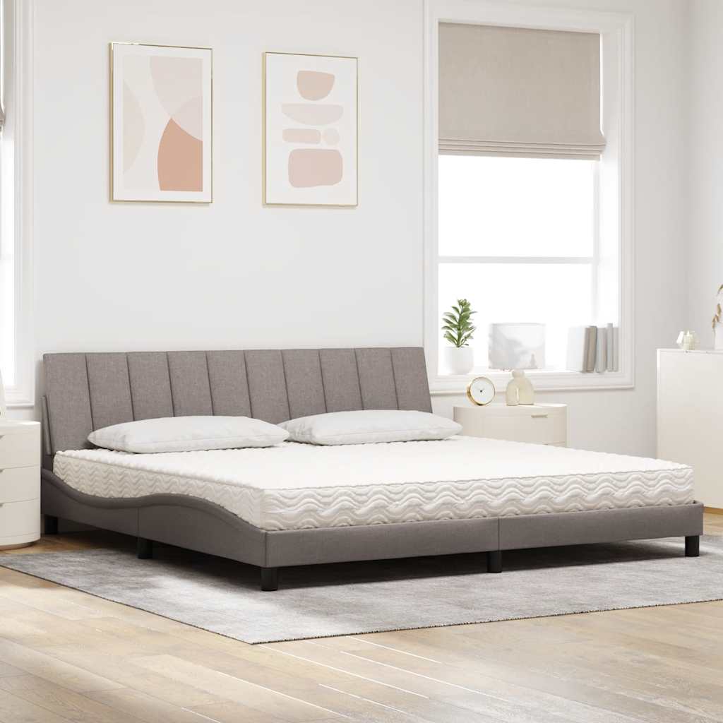 seng med madras Hanko 200x200 cm stof gråbrun
