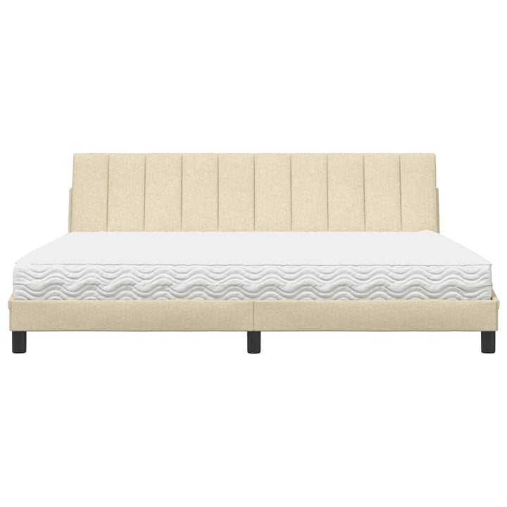 seng med madras Hanko 200x200 cm stof cremefarvet