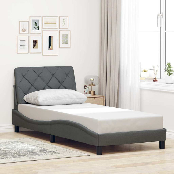 Sengeramme uden madras Mørkegrå 80x200 cm Stof