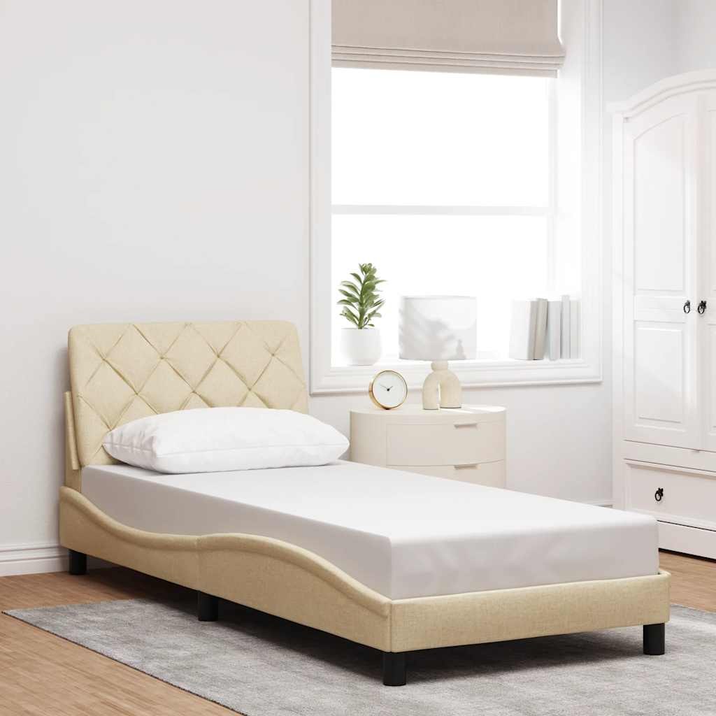 sengeramme uden madras 80x200 cm stof cremefarvet
