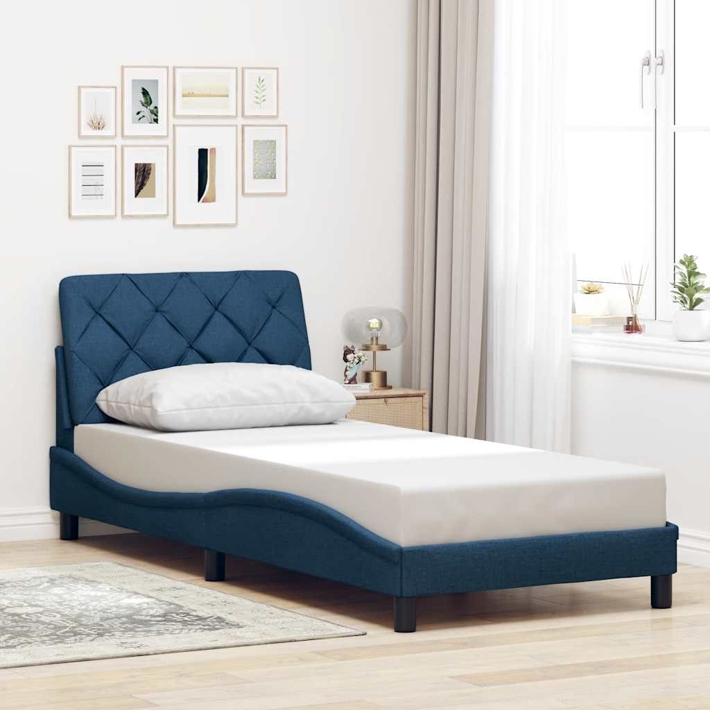 sengeramme uden madras 80x200 cm stof blå
