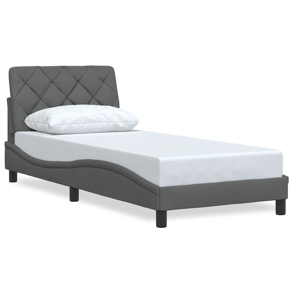 Sengeramme uden madras Mørkegrå 90x190 cm Stof