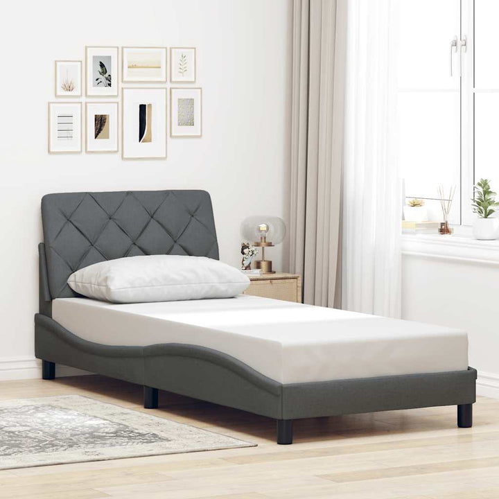 Sengeramme uden madras Mørkegrå 90x190 cm Stof